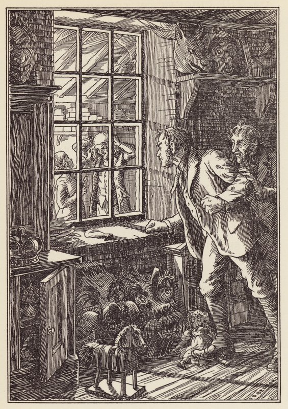 Illustration till Syrsan på härden av Charles Dickens (färglitografi) av Francis Donkin Bedford