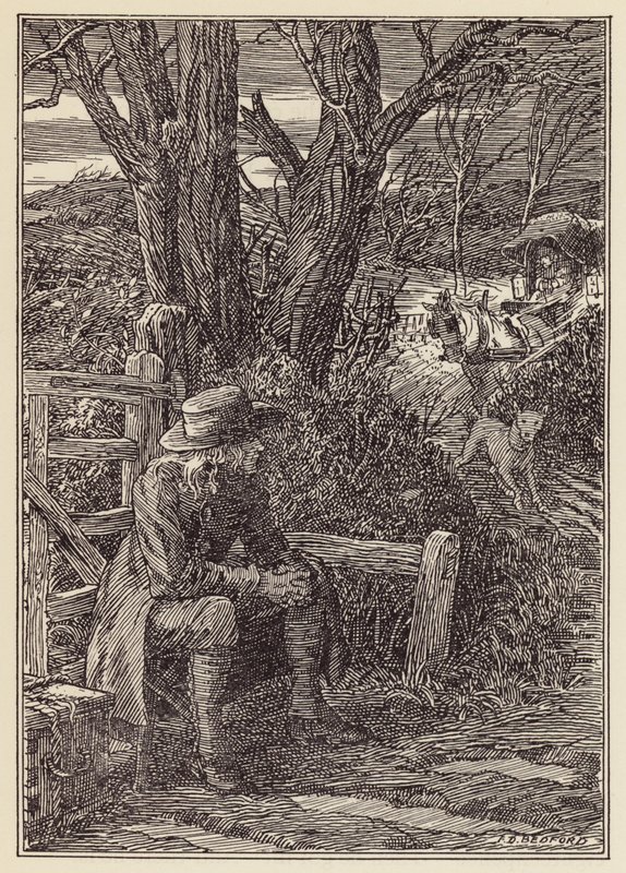 Illustration till Syrsan på härden av Charles Dickens (färglitografi) av Francis Donkin Bedford
