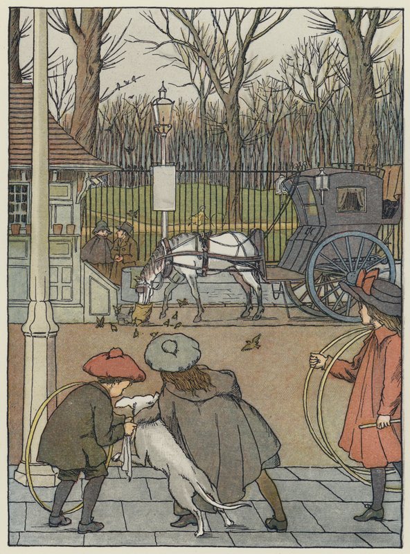 London: London Sparrows at Dinner (färglitografi) av Francis Donkin Bedford