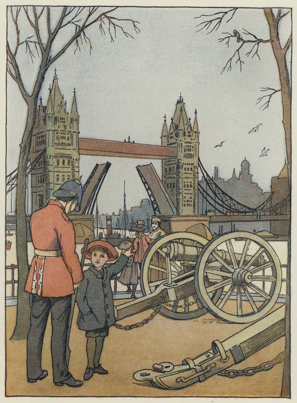 London: Tower Bridge (färglitografi) av Francis Donkin Bedford