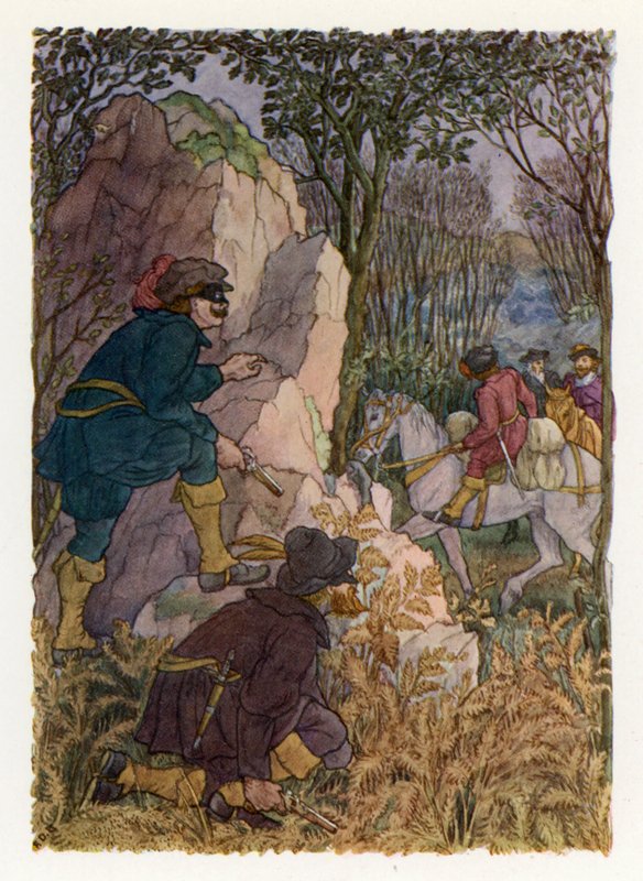Merrie England: Ambush (färglitografi) av Francis Donkin Bedford