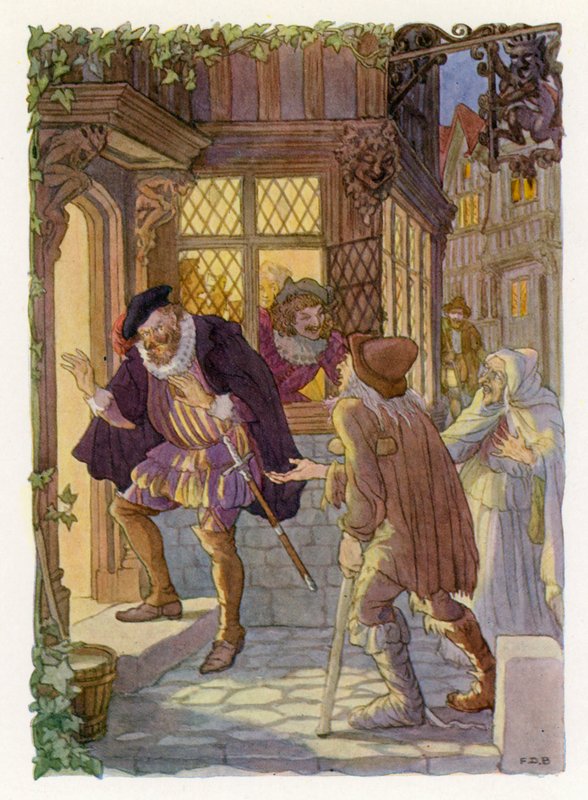 Merrie England: Bedlam Beggars (färglitografi) av Francis Donkin Bedford