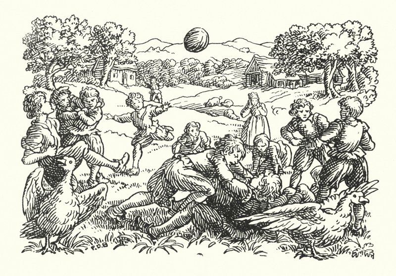 Merrie England: Fotboll (litografi) av Francis Donkin Bedford