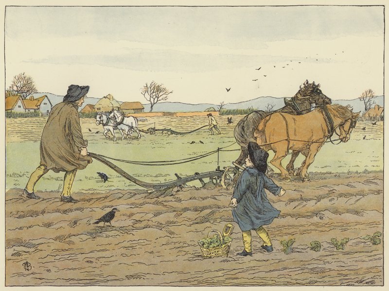 Ploughman (färglitografi) av Francis Donkin Bedford