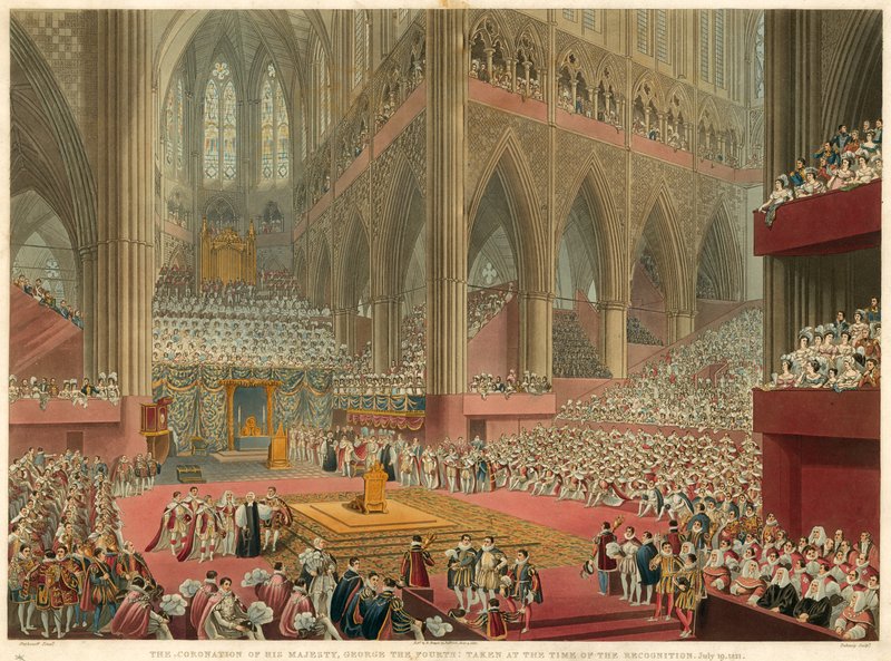 Kröningen av Hans Majestät George IV, tagen vid tidpunkten för erkännandet, 19 juli 1821 av Francis Phillip Stephanoff