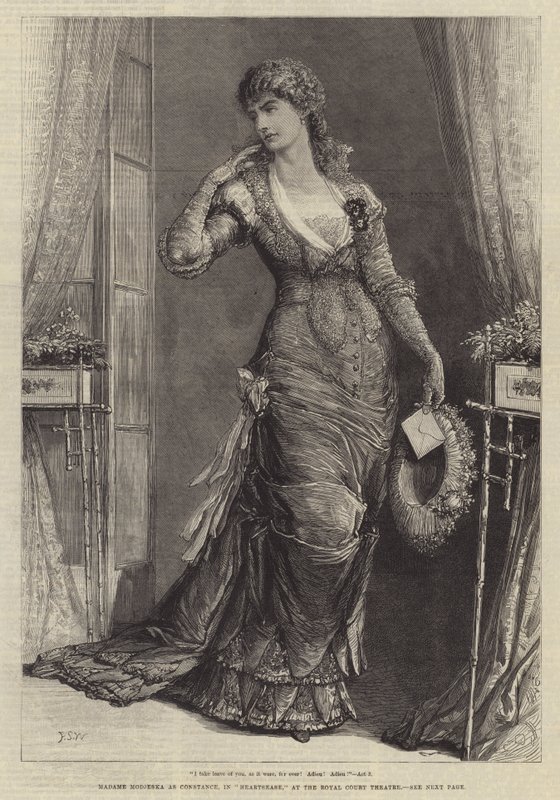 Madame Modjeska som Constance, i Heartsease, på Royal Court Theatre av Francis S. Walker