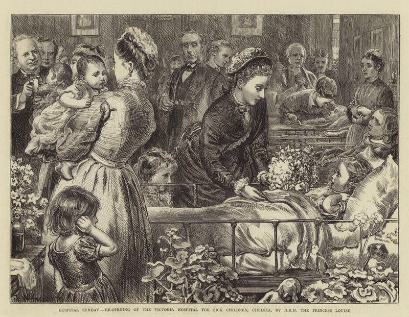Hospital Sunday, återöppning av Victoria Hospital for Sick Children, Chelsea, av HKH prinsessan Louise av Francis Wilfred Lawson