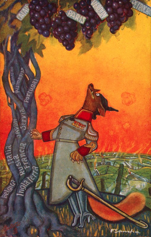 Räven och druvorna (färglitografi) av Francisco Sancha y Lengo