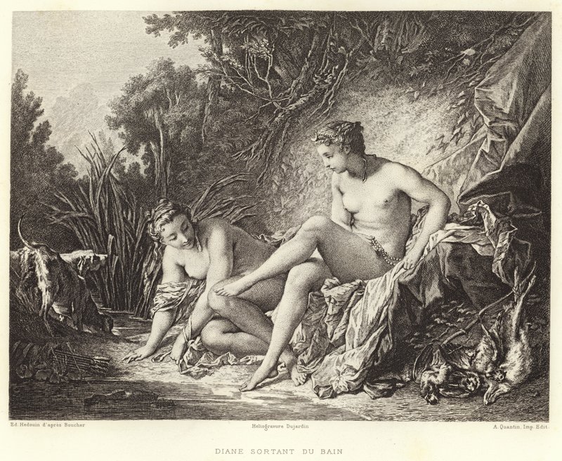 Diane lämnar badet (gravyr) av Francois (after) Boucher