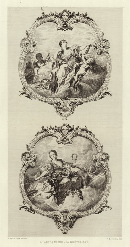 Astronomi, retorik (gravyr) av Francois (after) Boucher