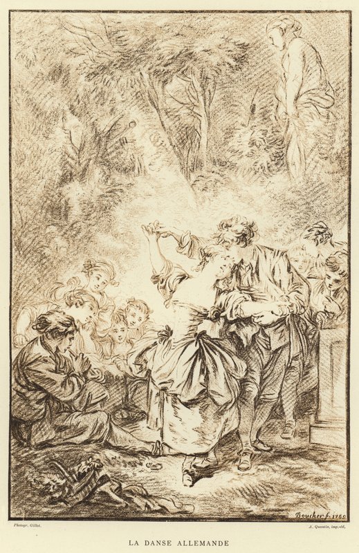 Den tyska dansen (gravyr) av Francois (after) Boucher