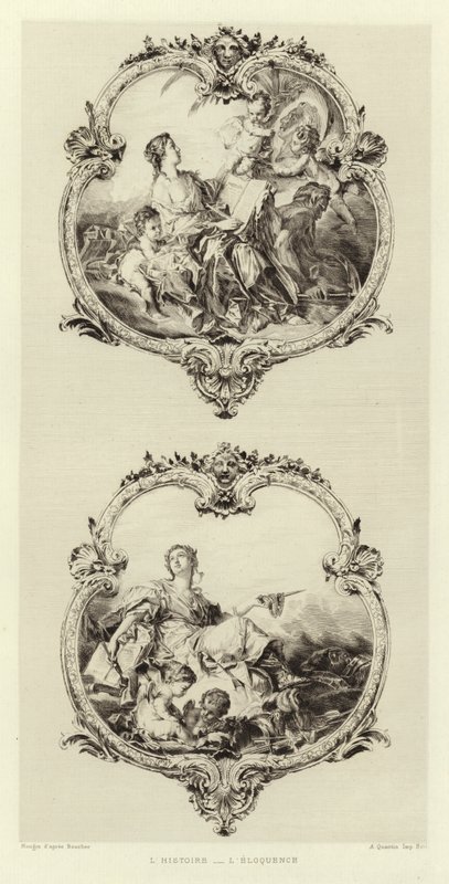 Historia, vältalighet (gravyr) av Francois (after) Boucher