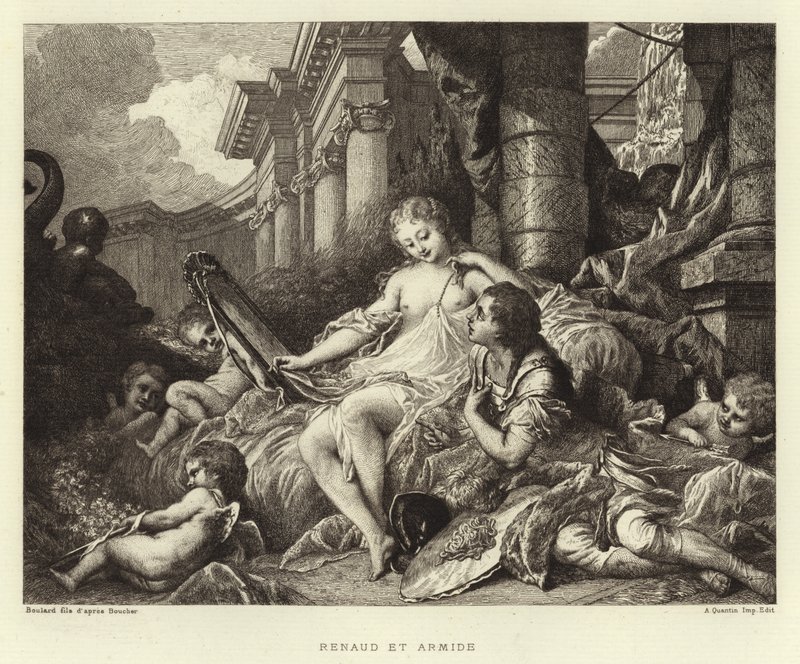 Renaud och Armide (gravyr) av Francois (after) Boucher