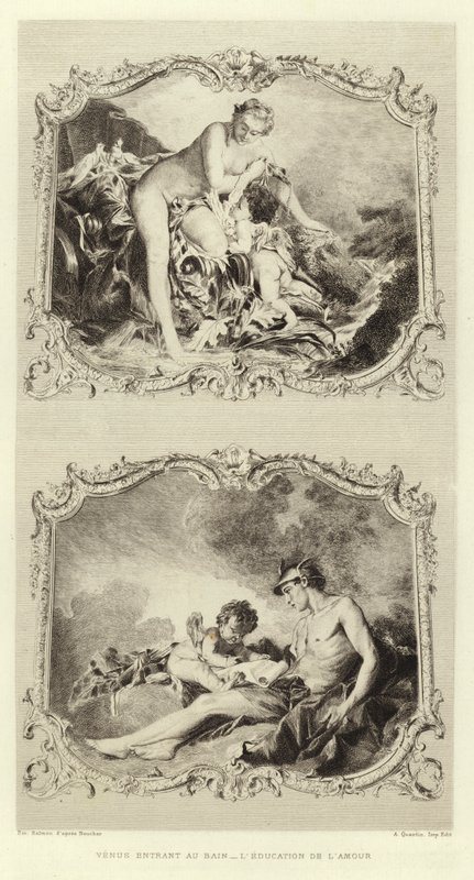 Venus går in i badet, kärlekens utbildning (gravyr) av Francois (after) Boucher