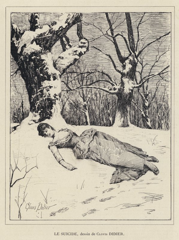 Självmord (litho) av Francois Auguste Didier Clovis