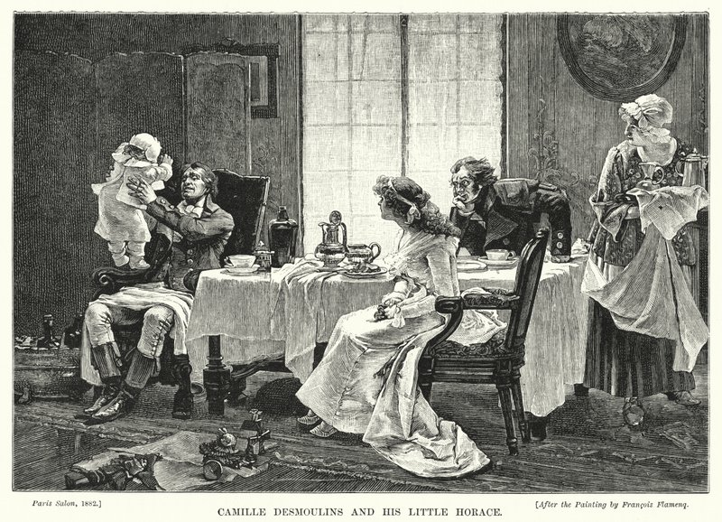 Camille Desmoulins och hans lilla Horace av Francois Flameng