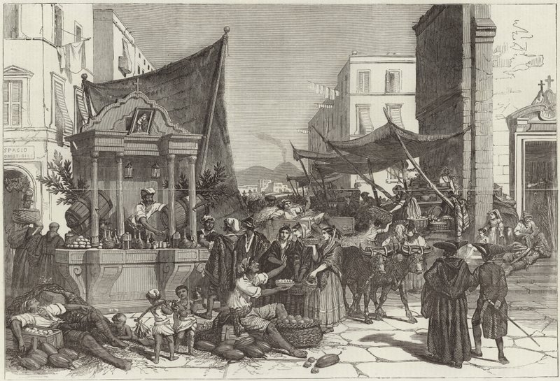 En gata i Neapel (gravyr) av Francois Fortune Antoine (after) Ferogio