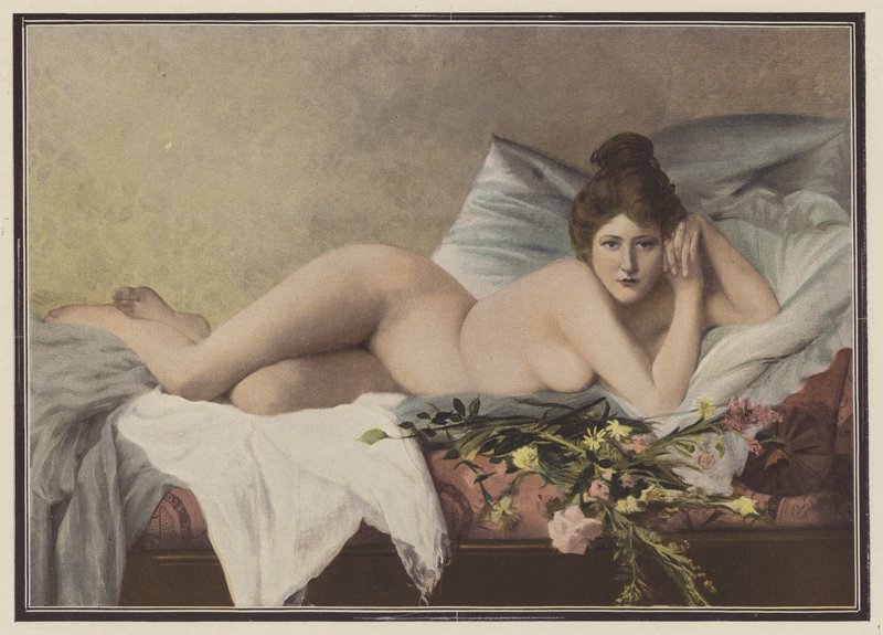 Visna blommor från en älskare (färg litho) av Francois Maurice Lard