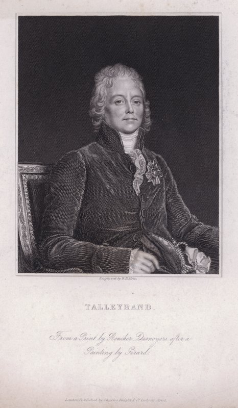 Charles Maurice de Talleyrand-Perigord, fransk politiker och diplomat (gravyr) av Francois Pascal Simon (after) Gerard