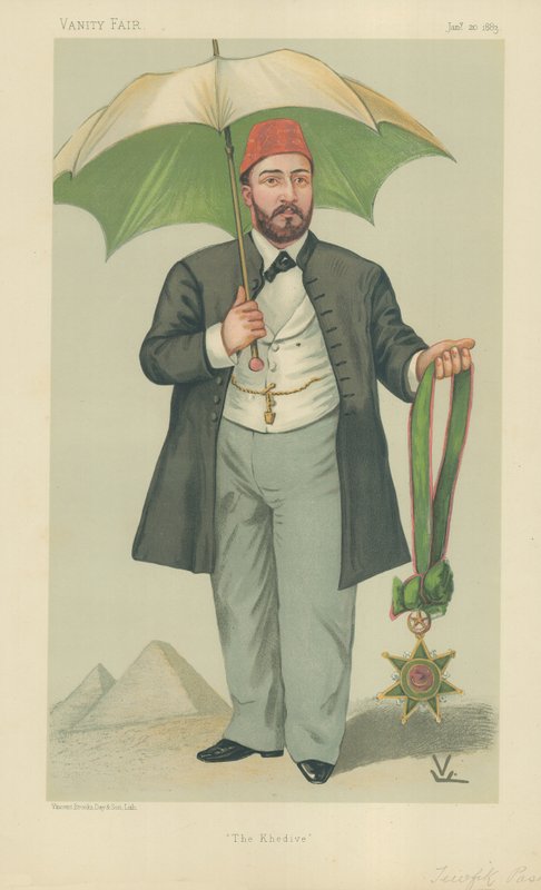 HH Mehemed Tewfik Pasha, Khedive of Egypt, The Khedive, 20 januari 1883, Vanity Fair tecknad serie av Francois Verheyden