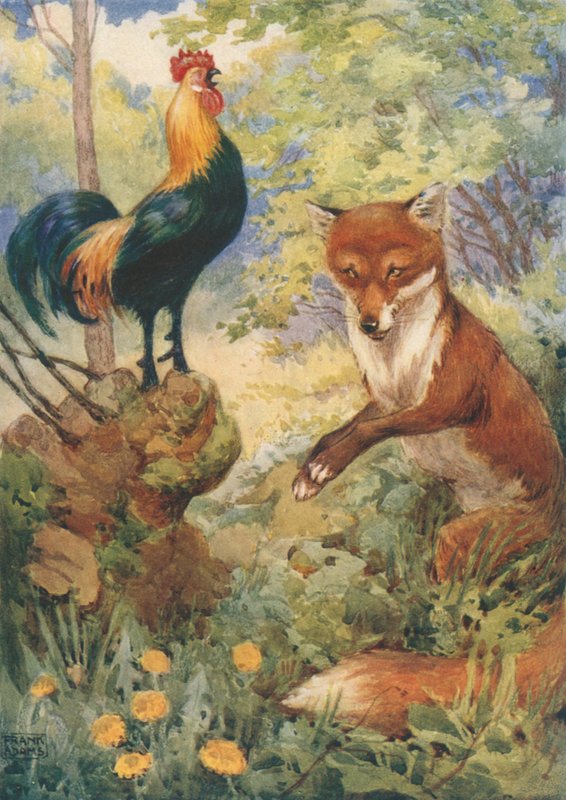 Chanticleer och Dan Russell, från The Canterbury Tales av Geoffrey Chaucer av Frank Adams