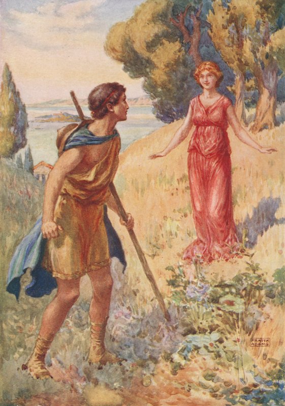 Lycius möter Lamia, ur Lamia av John Keats av Frank Adams