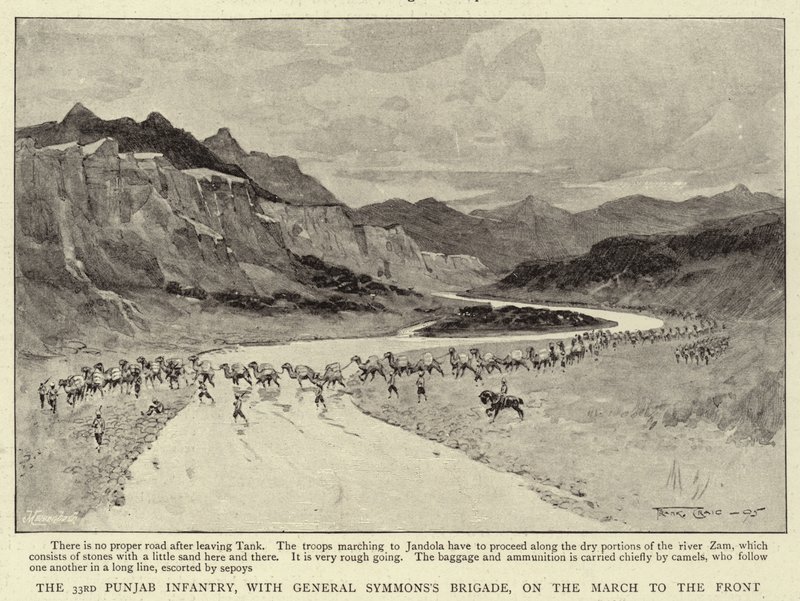 33rd Punjab Infantry, med general Symmons brigad, på marschen till fronten av Frank Craig