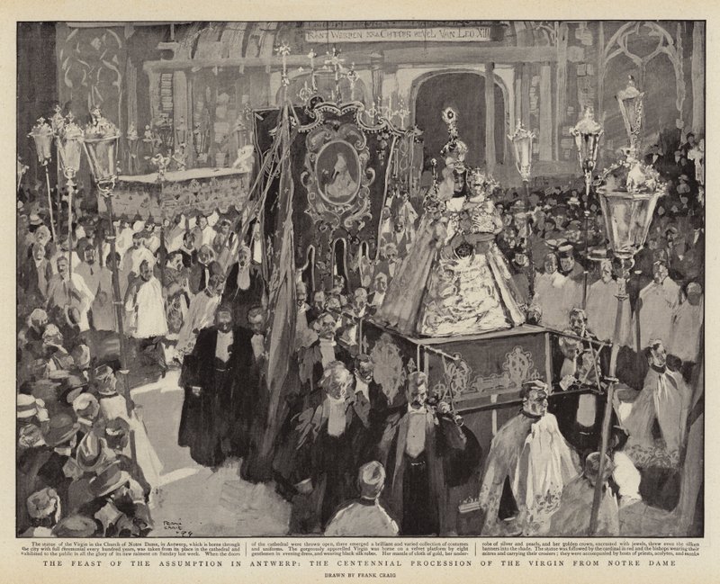 Högtiden för antagandet i Antwerpen, Jungfruens hundraåriga procession från Notre Dame av Frank Craig