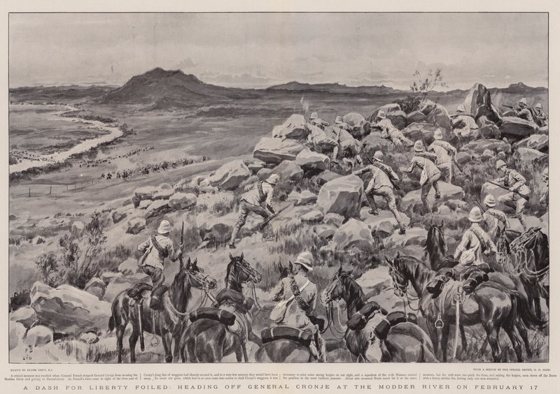 En frihetssträvan misslyckades, med general Cronje i Modderfloden den 17 februari. av Frank Dadd