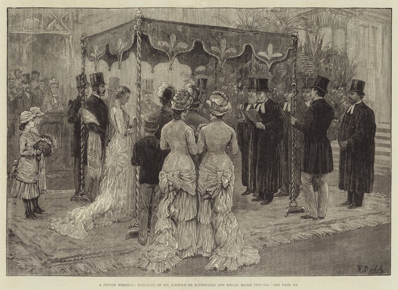 Ett judiskt bröllop, äktenskap mellan herr Leopold de Rothschild och Mademoiselle Marie Perugia av Frank Dadd