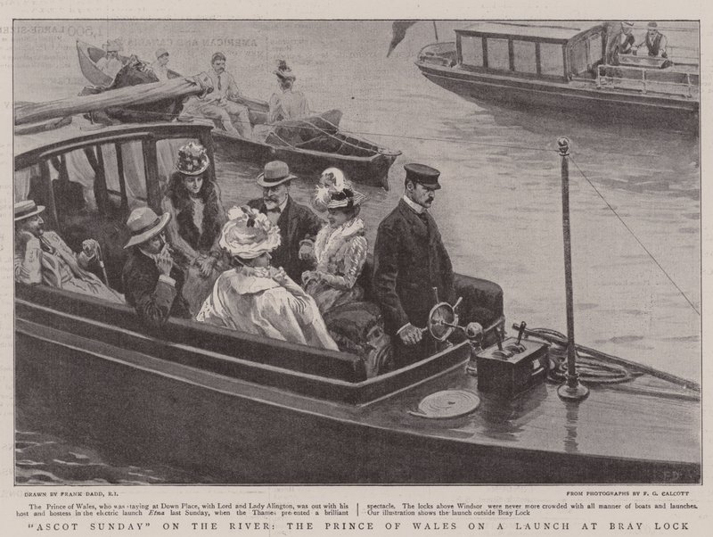 Ascot Sunday on the River, Prince of Wales på en lansering på Bray Lock av Frank Dadd