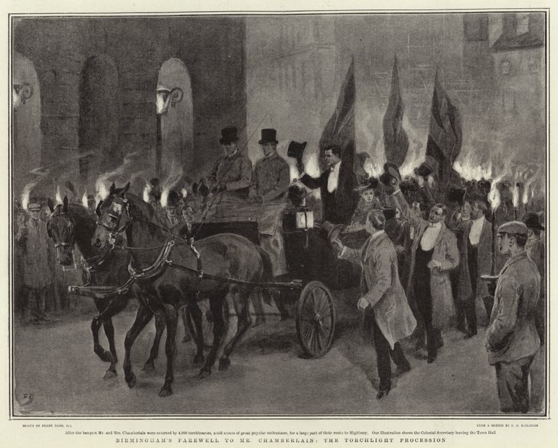 Birminghams farväl till Chamberlain, fackeltåget av Frank Dadd