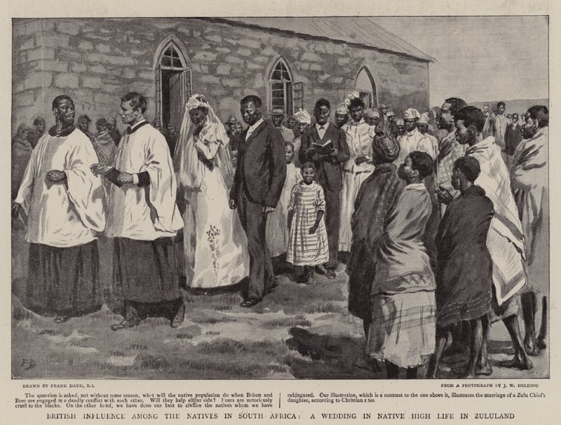 Brittiskt inflytande bland de infödda i Sydafrika, ett bröllop i det infödda livet i Zululand av Frank Dadd