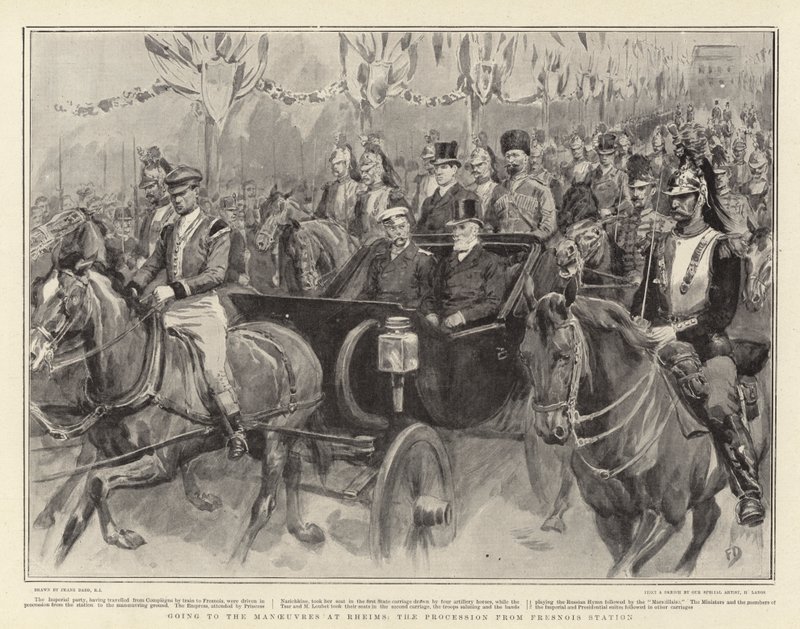 Går till manövrarna vid Reims, processionen från Fresnois Station av Frank Dadd