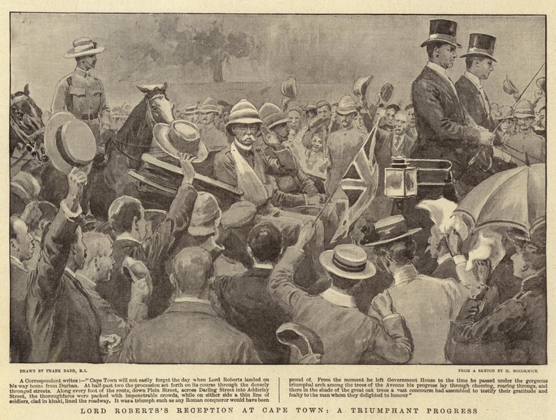 Lord Roberts mottagning i Kapstaden, ett triumferande framsteg av Frank Dadd