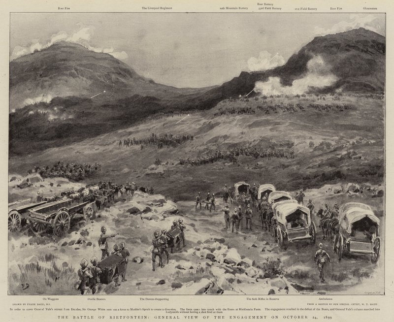 Slaget vid Rietfontein, allmän syn på förlovningen den 24 oktober 1899 av Frank Dadd