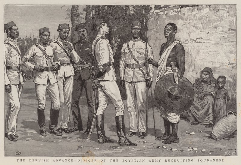 The Dervish Advance, officer för den egyptiska armén som rekryterar sudaneser av Frank Dadd