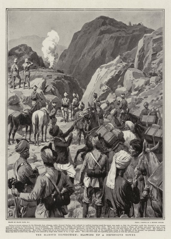 Mahsud Expeditionen, spränger ett försvarstorn av Frank Dadd