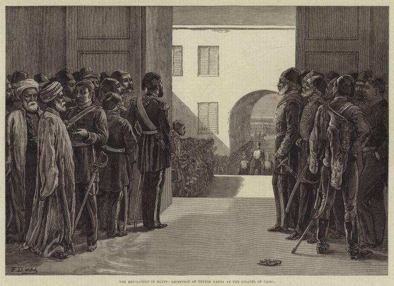 Revolutionen i Egypten, mottagande av Tewfik Pasha vid citadellet i Kairo av Frank Dadd