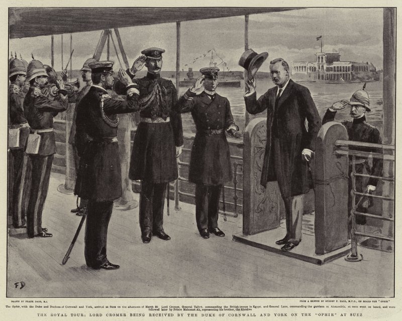 The Royal Tour, Lord Cromer tas emot av hertigen av Cornwall och York på Ophir i Suez av Frank Dadd