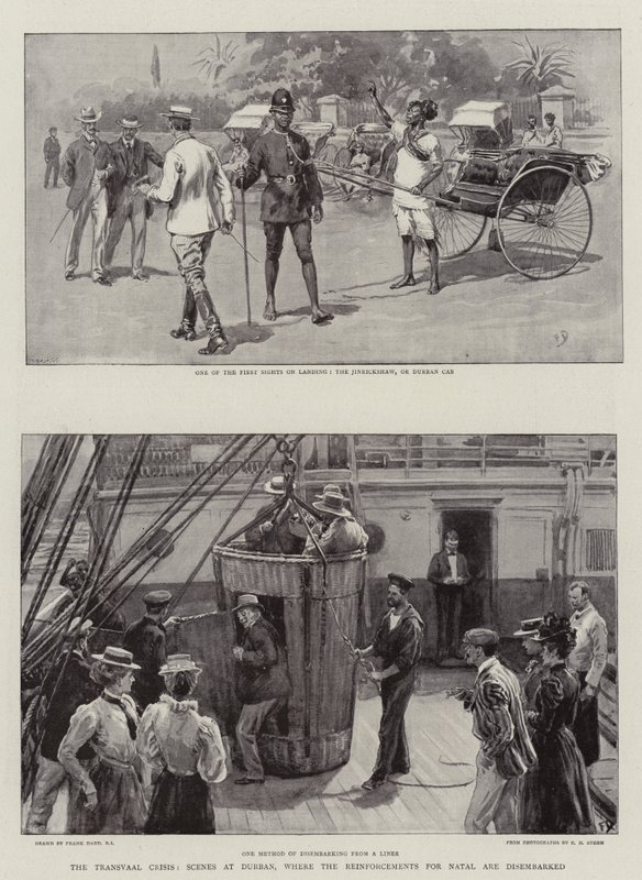 Transvaal-krisen, scener i Durban, där förstärkningarna för Natal går i land av Frank Dadd