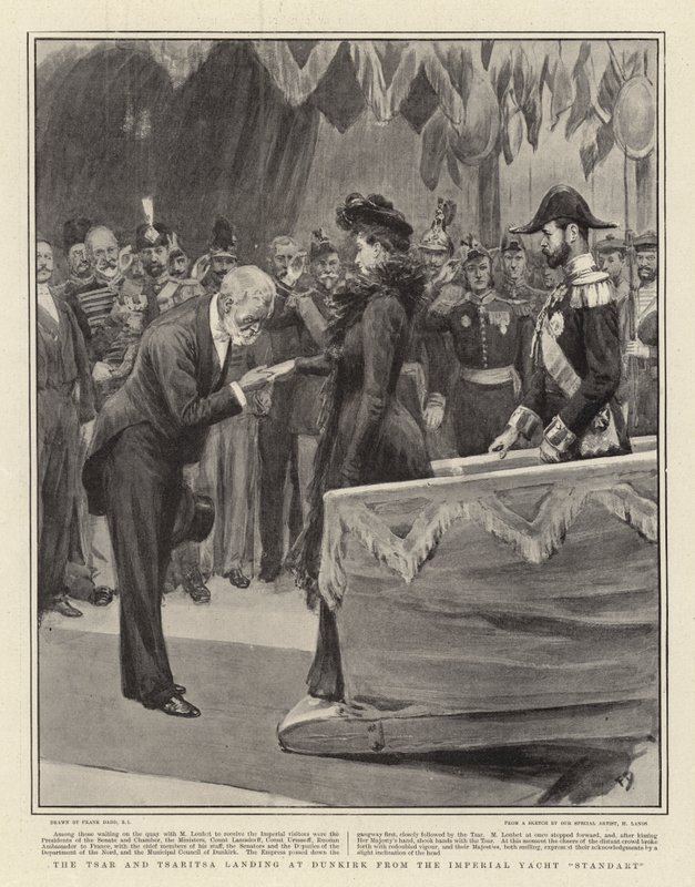 Tsaren och Tsaritsan landar i Dunkerque från Imperial Yacht Standart av Frank Dadd