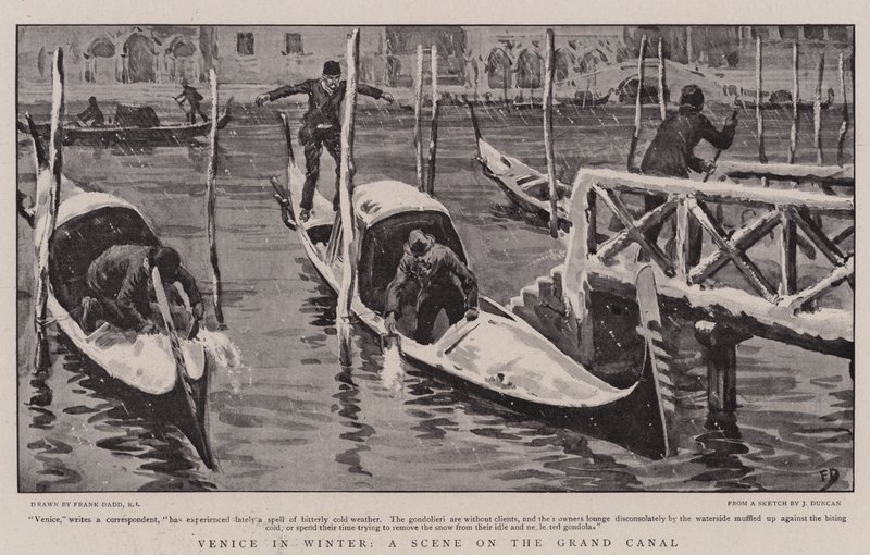 Venedig på vintern, en scen på Canal Grande av Frank Dadd
