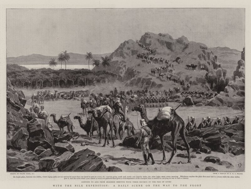 Med Nile Expeditionen, en daglig scen på väg mot fronten av Frank Dadd