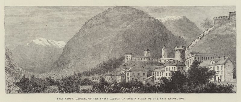 Bellinzona, huvudstad i den schweiziska kantonen Ticino, scen för den sena revolutionen av Frank Watkins