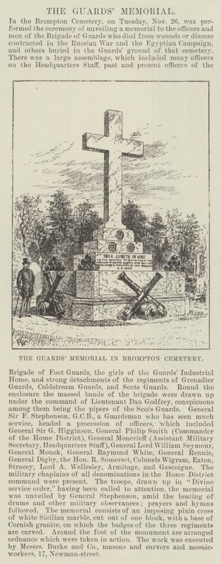 Guards minnesmärke på Brompton Cemetery av Frank Watkins