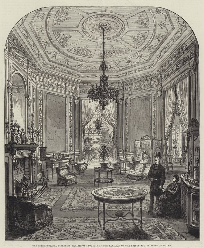 Den internationella fiskeutställningen, Boudoir i prinsen och prinsessan av Wales paviljong av Frank Watkins