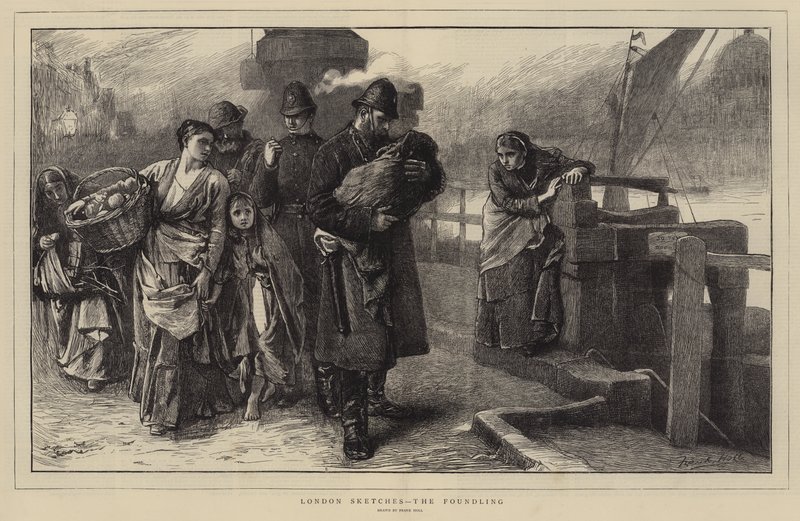 London Sketches, the Foundling (gravyr) av Frank (after) Holl
