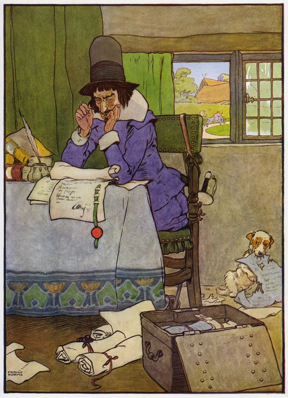 Illustration för Babes in the Wood (färg litho) av Frank Adams