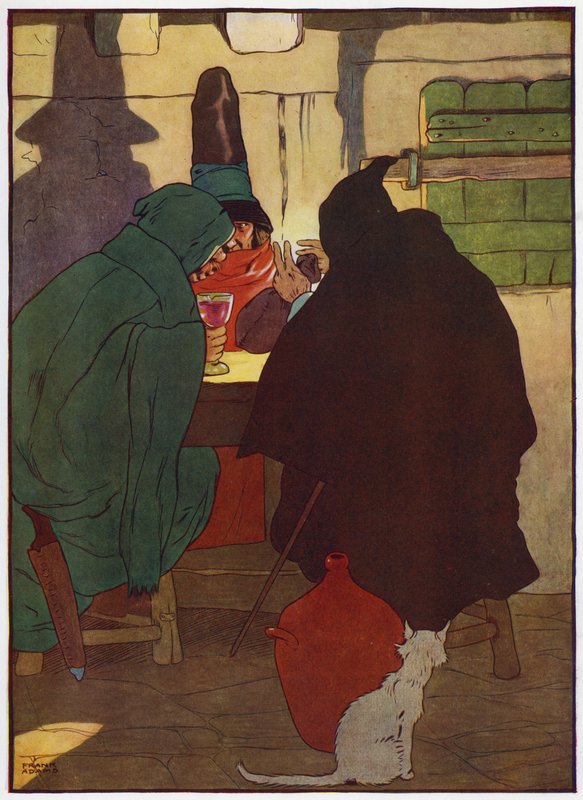Illustration för Babes in the Wood (färg litho) av Frank Adams